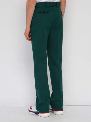 Prada Belted Stretch-twill Straight-leg Trousers - Mens - Green
