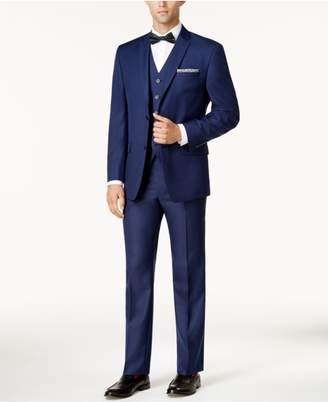 Andrew Marc Men's Classic-Fit Blue Sheen Vested Suit