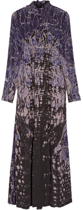 Raquel Allegra Tie-dyed Washed-silk Maxi Dress - Dark purple