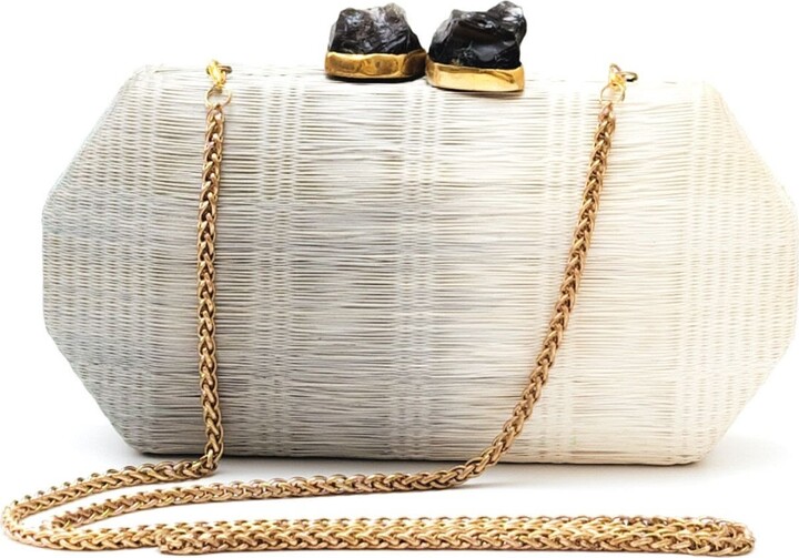 Likhâ Grey Handloomed Clutch - Sarsuela Luxe, Dove