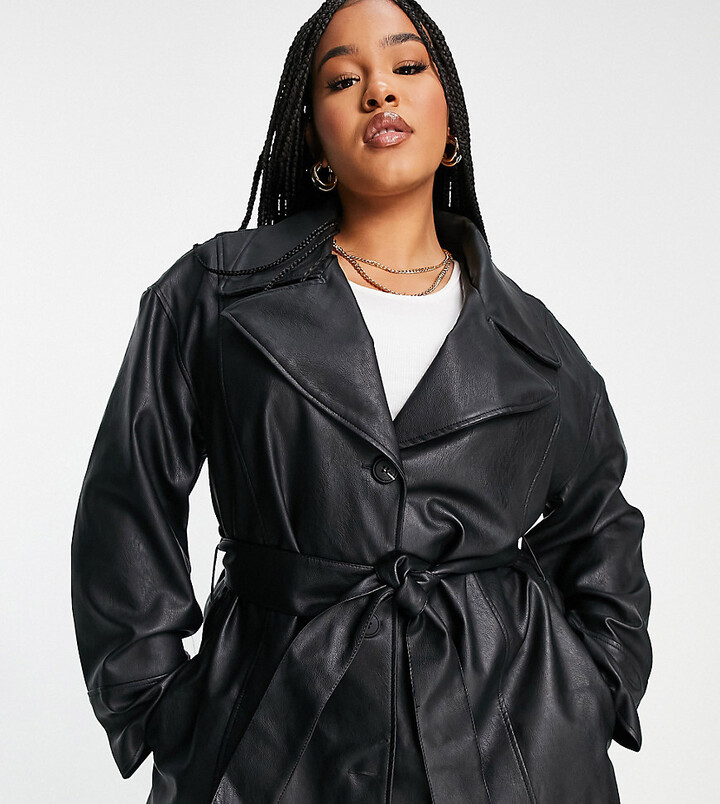 plus size long leather jacket