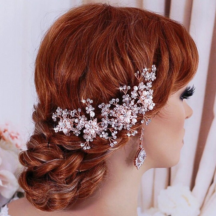 rose gold and pearl headpiece