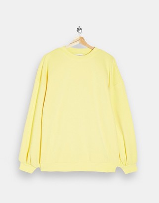 Topshop Considered balloon sleeve sweatshirt in light yellow