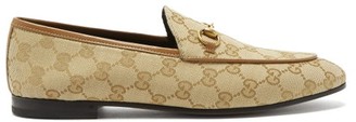 Gucci Jordaan Gg-jacquard Canvas Loafers - Womens - Beige