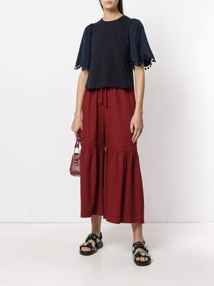 See by Chloe Moroccan crepe flared trousers