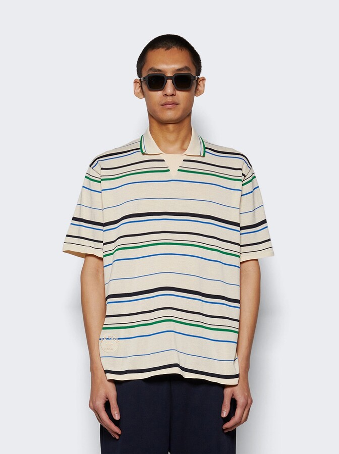 adidas X Wales Bonner Knit Polo Wonder White Stripe