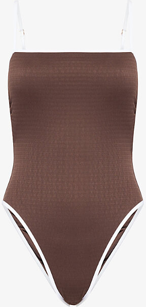 Seafolly Womens Dark Chocolate Square-Neck Crinkle Swimsuit 12
