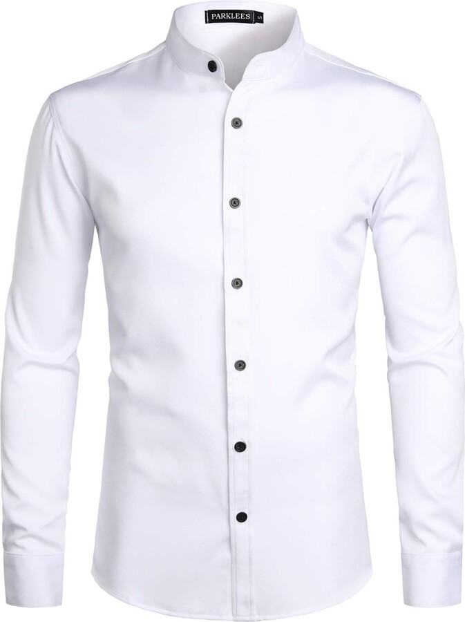 blue shirt with white buttons