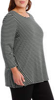 Thumbnail for your product : Maygar 3/4 Sleeve Tee With Multi Direction Stripe-Khaki/Black