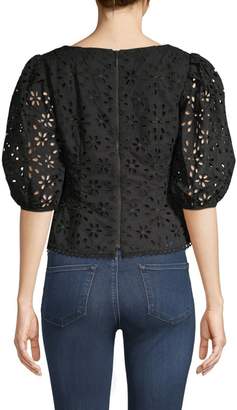 Nanette Lepore Ambient Cropped Lace Eyelet Blouse