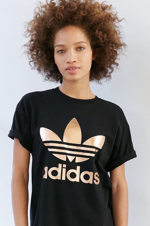 adidas Rose Gold Double Logo Tee - ShopStyle Activewear Tops