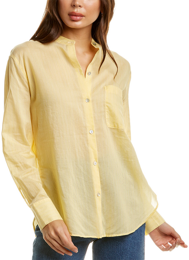 Vince Fine Stripe Silk-Blend Woven Shirt - ShopStyle Tops