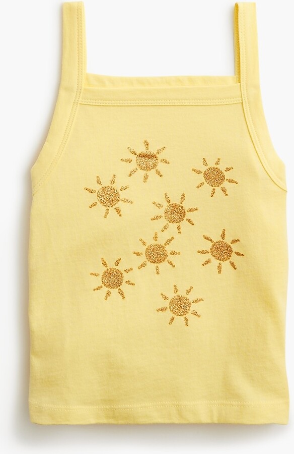 Girls' glitter suns graphic tank top