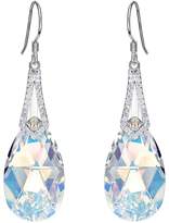 Thumbnail for your product : Swarovski EleQueen 925 Sterling Silver CZ Teardrop Bridal Hook Dangle Earrings Adorned with Crystals