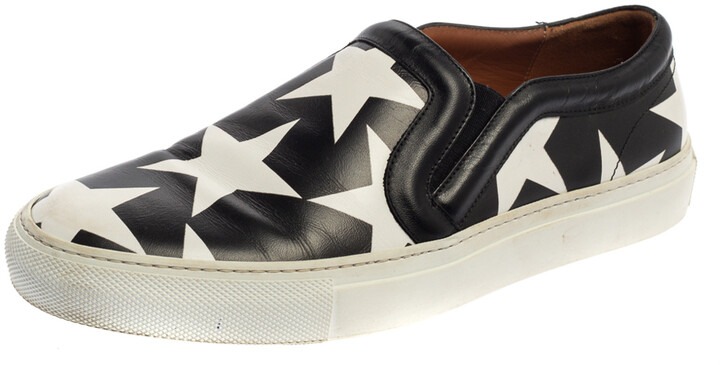 Givenchy Black And White Leather Star Print Skate Slip On Sneakers Size 39  - ShopStyle