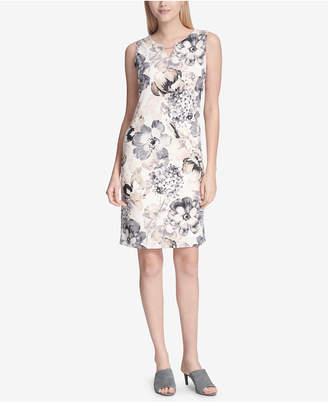 Calvin Klein Printed Chain-Detail Sleeveless Sheath Dress