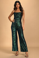 Thumbnail for your product : Lulus Dancing to the Music Green Iridescent Sequin Wide-Leg Jumpsuit