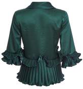 Thumbnail for your product : Quiz Bottle Green Satin Wrap Peplum Frill Top