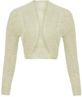 Thumbnail for your product : Thever Women Ladies Long Sleeve Knitted Metallic Lurex Shrug Cardigan Bolero Crop Top