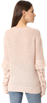 Thumbnail for your product : Tanya Taylor Cable Lace Naomi Fringe Sweater