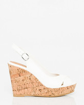 Thumbnail for your product : Le Château Faux Leather Peep Toe Wedge Slingback