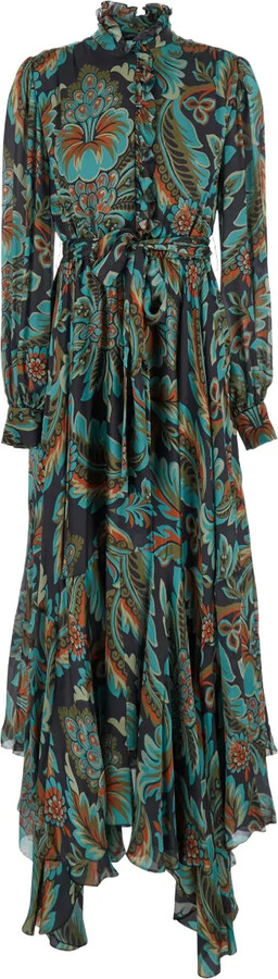 Etro Ruffled Floral-Print Day Dress