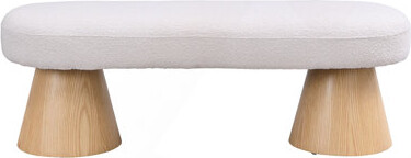 East Urban Home Dining Bench For Dining Room Upholstered Bedroom End Of Bed Entryway Bench Fabric Ottoman For Living Room Stool Top Wood Leg 300 LBS Weight Capacity