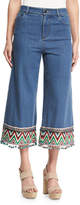 Thumbnail for your product : Alice + Olivia Beta Embroidered Pom-Pom Hem Cropped Jeans, Multi