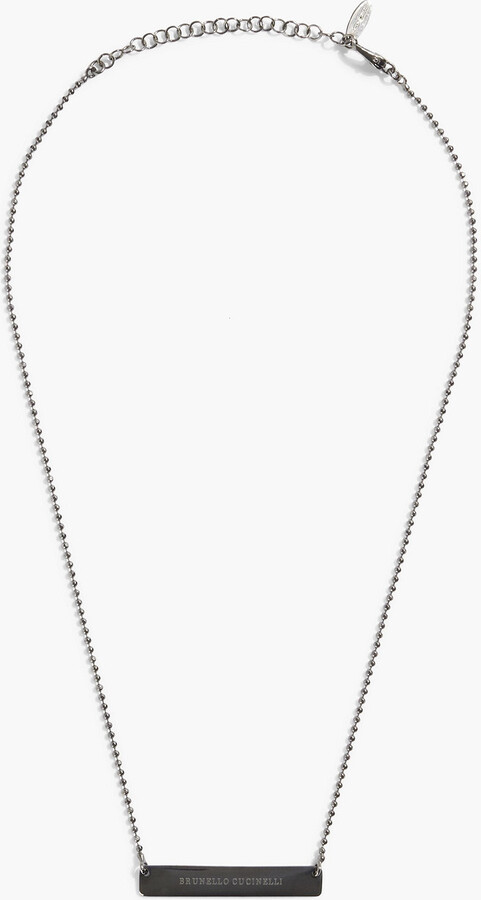 Gunmetal-tone bead-embellished necklace