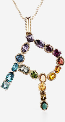 Dolce & Gabbana Rainbow alphabet R pendant in yellow gold with multicolor fine gems
