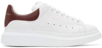 Alexander McQueen White and Burgundy Oversized Sneakers