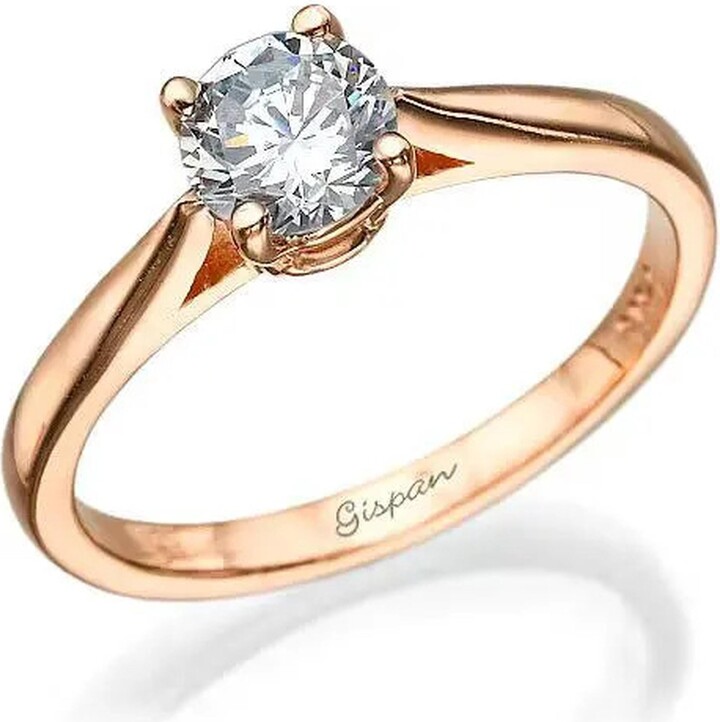 Etsy Rose Gold Solitaire Engagement Ring For Women Natural Diamond 4 Prongs