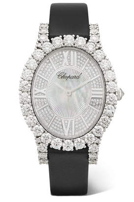 Chopard L'heure Du Diamant 34.10mm 18-karat White Gold, Satin, Diamond And Mother-of-pearl Watch - one size