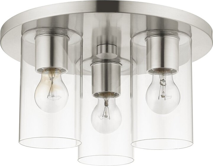 Livex Lighting 3-Light Brushed Nickel Flush Pendant