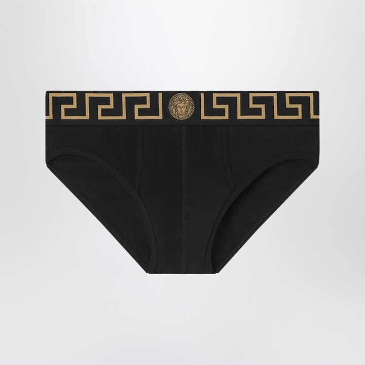 Versace Black briefs with Greca waistband