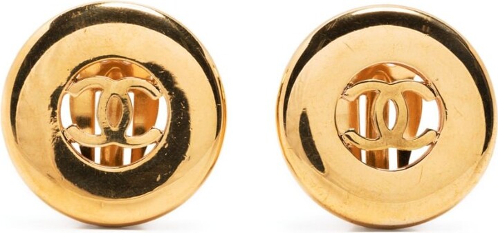 Chanel Gold CC Swirled Button Earrings  Vintage gold earrings, Gold chanel,  Vintage earrings