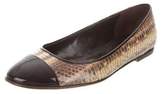 Thumbnail for your product : Manolo Blahnik Snakeskin Cap-Toe Flats Brown Snakeskin Cap-Toe Flats