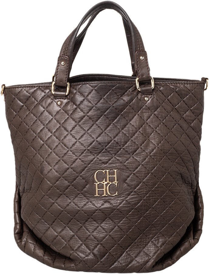 Carolina Herrera Brown Quilted Leather Tote - ShopStyle