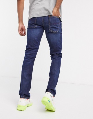 Nudie Jeans Lean Dean slim tapered fit jeans in dark deep worn - ShopStyle