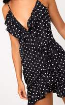 Thumbnail for your product : PrettyLittleThing Black Polkadot Wrap Over Tea Dress
