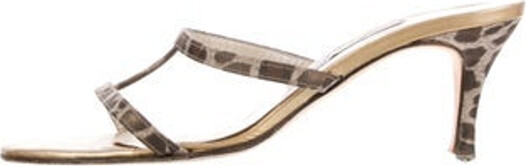 Jimmy Choo Leather Slides Neutrals Animal Print