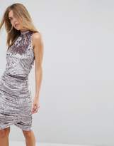 Thumbnail for your product : AX Paris Ruched Crushed Velvet Midi Dress
