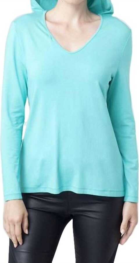 ANGEL Hooded V-Neck Top In Mint