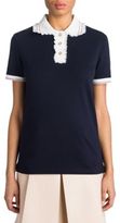 Thumbnail for your product : Miu Miu Lace-Trimmed Cotton Pique Polo