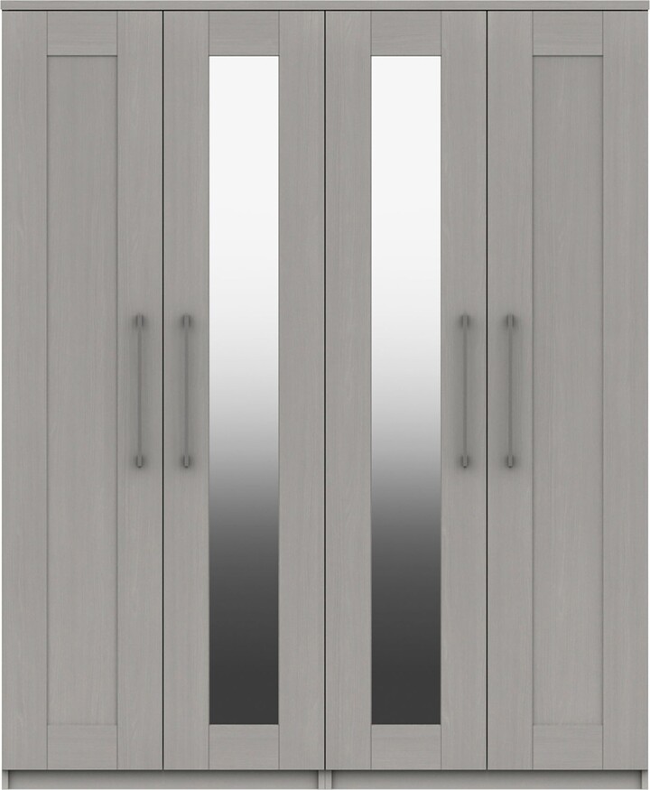 Dunelm Ethan 4 Door Wardrobe, Mirrored Grey ShopStyle Bedroom