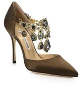 Thumbnail for your product : Manolo Blahnik Zullin Satin Jeweled D'Orsay Pumps