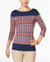 Thumbnail for your product : Charter Club Petite Boat-Neck Printed Top, Only at Macy's