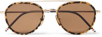 Thom Browne Aviator-Style Tortoiseshell Acetate and Gold-Tone Sunglasses