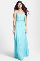 Thumbnail for your product : Faviana Ruched Embellished Strapless Gown
