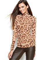 Thumbnail for your product : INC International Concepts Animal-Print Ruched Turtleneck